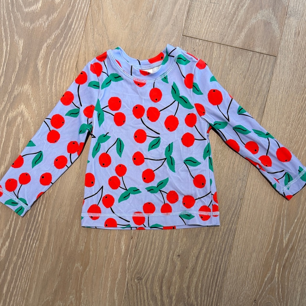 Hanna Andersson Kids Swim Cherry Print Long Sleeve Rash guard